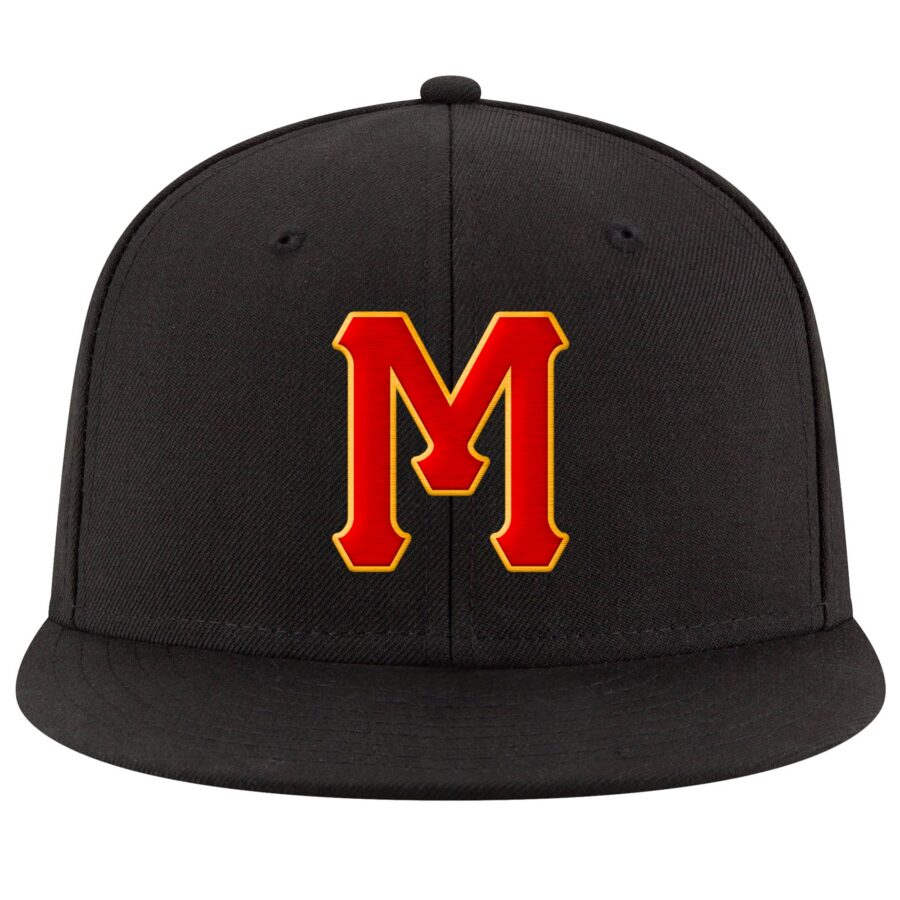 Custom Black Red-Gold Stitched Adjustable Snapback Hat